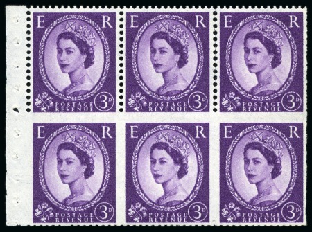 Stamp of Great Britain » Queen Elizabeth II 1958-65 Wilding 3d deep lilac in mint nh partially perforated booklet pane of six 