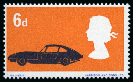 Stamp of Great Britain » Queen Elizabeth II 1966 British Technology 6d Motor Cars with ERROR RED OMITTED (Minis), mint nh