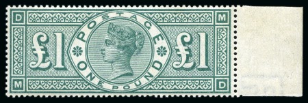 Stamp of Great Britain » 1855-1900 Surface Printed » 1887-1900 Jubilee Issue & 1891 £1 Green 1891 £1 Green MD mint lh right marginal