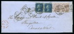 Stamp of Great Britain » 1854-1900 Postal History of the Perforated Line Engraved and Surface Printed Issues 1859 (May 6) Entire from Edinburgh to Canada with 1855-57 wmk Emblems 6d pair and two 1858-76 2d blue pl.7