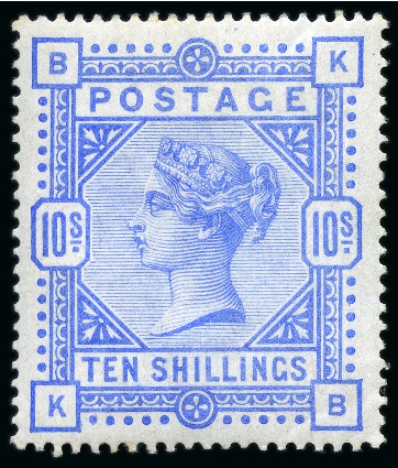 Stamp of Great Britain » 1855-1900 Surface Printed » 1883-84 & 1888 High Values 1883-84 10s Ultramarine KB mint og
