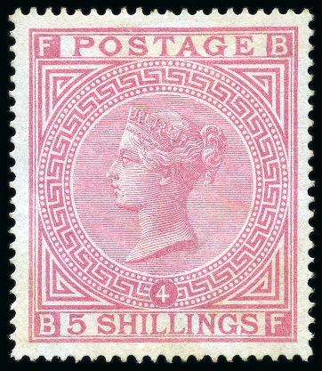 Stamp of Great Britain » 1855-1900 Surface Printed » 1867-83 High Values 1867-83 Wmk Anchor 5s rose on blued paper, unused