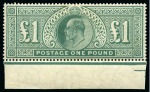 Stamp of Great Britain » King Edward VII » 1902-10 De La Rue Issues 1902-10 De La Rue 2s6d, 5s, 10s and £1 mint og