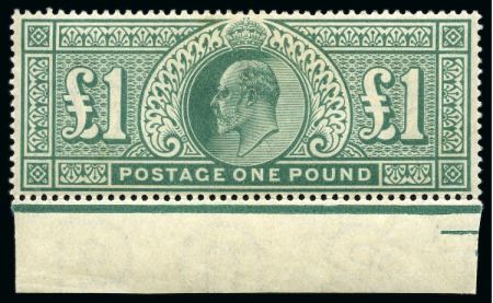 Stamp of Great Britain » King Edward VII » 1902-10 De La Rue Issues 1902-10 De La Rue 2s6d, 5s, 10s and £1 mint og
