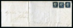 Stamp of Great Britain » 1840 2d Blue (ordered by plate number) 1841 (May 17) Large wrapper from Warwick to Henley-in-Arden with three  1840 2d AH pl.1