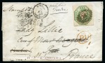 Stamp of Great Britain » 1847-54 Embossed 1855 (Aug 22) Wrapper from London to France with 1847-54 Embossed 1s with large even margins