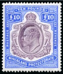 Stamp of Nyasaland » Nyasaland Protectorate 1908-11 £10 Purple & Ultramarine mint og