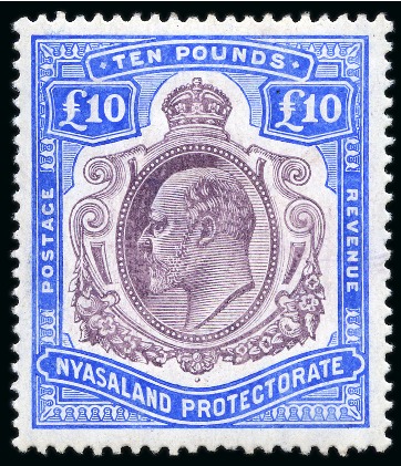 Stamp of Nyasaland » Nyasaland Protectorate 1908-11 £10 Purple & Ultramarine mint og