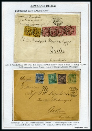 Stamp of France EQUATEUR : Deux lettres avec Type SAGE sur page d'exposition
