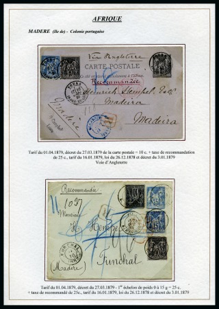 Stamp of France MADERE : Deux entiers recommandés Type Sage sur pages