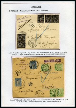 Stamp of France ZANZIBAR : Quatre lettres avec Type Sage sur pages