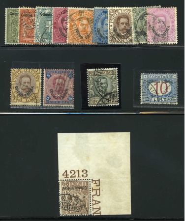 Stamp of Italy » Italian Colonies and Possessions » Eritrea 1893-1916, Small used selection on two stockcards comprising