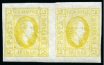 Stamp of Romania » United Principalities 1864-1865 Prince Cuza 2Par Yellow, never hinged block of four and never hinged