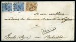 Stamp of Sweden » 1858-72 Coat of Arms Issue 1871 Envelope to Austria with 1858-72 12ö blue (2) and Lion-type 3ö brown, type II, tied by GÖTEBORG 13/9 1871 cds