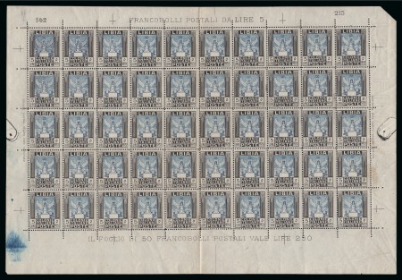 Stamp of Italy » Italian Colonies and Possessions » Libya 1940 5L Black and blue (Sassone 163) complete sheet