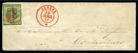 Stamp of Switzerland / Schweiz » Kantonalmarken » Genf Kleiner Adler mit roter Genfer Rosette AW Nr. 4 entwertet