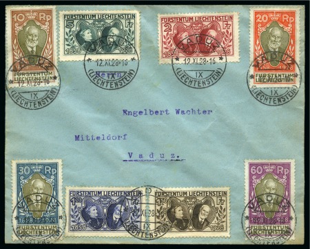 Stamp of Liechtenstein 1928 Jubilee 10c to 5Fr., complete set of 8 values