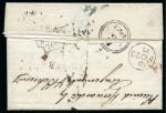 Stamp of Uruguay 1823 Folded entire from Maldonado Bay (near Punta del Este) to France, forwarding agent marking on reverse