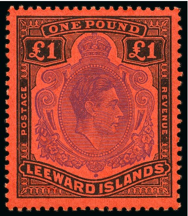 Stamp of Leeward Islands 1938-51 £1 Violet & Black on scarlet, perf.13, with INVERTED WATERMARK, mint lh
