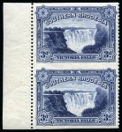 Stamp of Southern Rhodesia 1932 Victoria Falls 3d IMPERFORATE HORIZONTALLY in mint og left marginal vertical pair