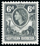Stamp of Northern Rhodesia 1953 6d Grey-Black with INVERTED WATERMARK, mint lh