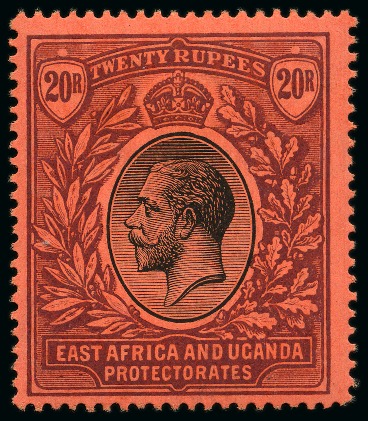 Stamp of Kenya, Uganda and Tanganyika » Kenya, Uganda and Tanganyika 1912-21 Wmk Multi CA 20R black & purple on red mint og