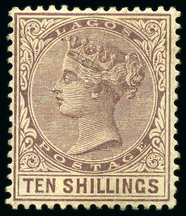 Stamp of Nigerias » Lagos 1884-86 10s Purple-Brown unused