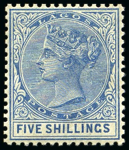Stamp of Nigerias » Lagos 1884-86 5s Blue mint og, very fine and fresh (SG £700)