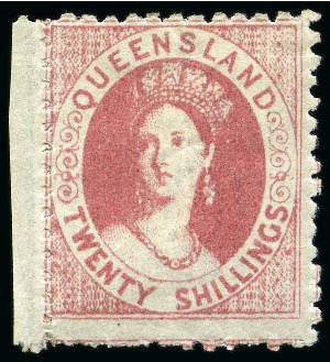 Stamp of Australia » Queensland 1880 20s Rose mint og left marginal