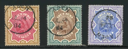 Stamp of Aden 1892-97 India 2R, 3R and 5R with Aden JL 14 04 cds
