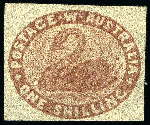Stamp of Australia » Western Australia 1854-55 1s Deep Red-Brown unused, fine to very good margins