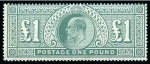 Stamp of Great Britain » Collections 1902-86, Mint collection with very fine 1902-10 £1 green mint nh (some slightly toned gum) and very fine 1929 PUC £1 mint nh