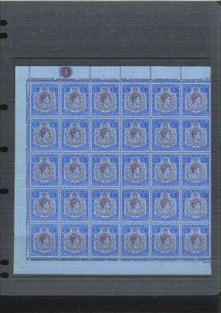Stamp of Nyasaland » Nyasaland Protectorate SOLD BY PT 1938-44 2s, 2s6d, 5s, 10s and £1 in mint nh part sheets of 30 or complete sheets of 60
