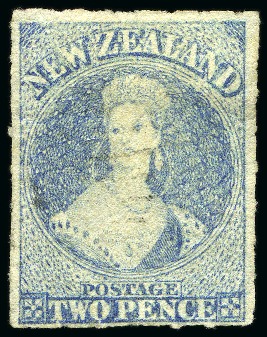 Stamp of New Zealand 1862-64 Wmk Large Star 2d slate-blue, rouletted 7, used