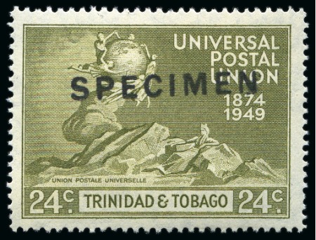 Stamp of Trinidad and Tobago 1949 UPU complete mint set of four with red SPECIMEN