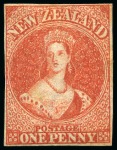 Stamp of New Zealand 1862-64 Wmk Star 1d imperf. group of three unused showing different shades