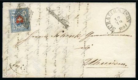 Stamp of Switzerland / Schweiz » Rayonmarken » Rayon I, hellblau, ohne KE (STEIN A3) Type 32 A3/U, farbfrisch und sehr breit gerandet mit