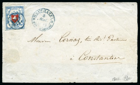 Stamp of Switzerland / Schweiz » Rayonmarken » Rayon I, hellblau, ohne KE (STEIN B2) Type 4 B2/LU, farbintensiv und ringsum gut gerandet,