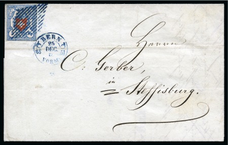 Stamp of Switzerland / Schweiz » Rayonmarken » Rayon I, hellblau, ohne KE (STEIN B3) BRIEF DER MARKENLOSEN ZEITType 36 B3/RU, farbintensiv