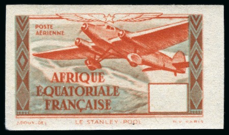 Stamp of Colonies françaises » Afrique Équatoriale 1943 Poste Aérienne, 5 timbres non dentelés et sans