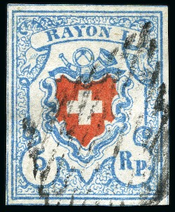 Stamp of Switzerland / Schweiz » Rayonmarken » Rayon I, hellblau, ohne KE (STEIN U) Type 25 U/LU (seltene linke Gruppe), farbfrisch und