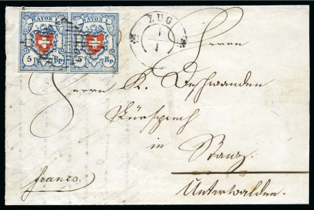 Stamp of Switzerland / Schweiz » Rayonmarken » Rayon I, hellblau, ohne KE (STEIN U) Typen 29+30 U/RU im Paar, farbfrisch und ringsum sehr