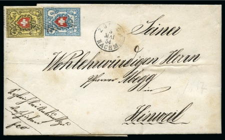 Stamp of Switzerland / Schweiz » Rayonmarken » Rayon I, hellblau, ohne KE (STEIN C1) Type 19 C1/RO zusammen mit Rayon II, Type 26, beide