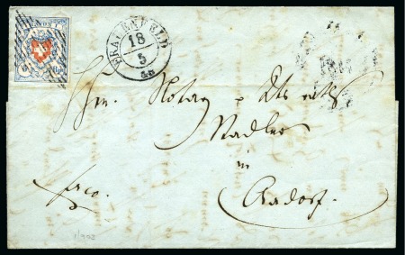 Stamp of Switzerland / Schweiz » Rayonmarken » Rayon I, hellblau, ohne KE (STEIN C1) Type 36 C1/LU, farbfrisch und dreiseitig sehr gut gerandet,