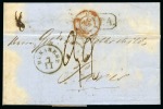 Stamp of Romania » Postal History » Disinfected Mail 1855 Entire from Braila to Paris with Bukarest despatch