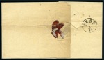 Stamp of Hungary 1871 15kr litho brown tied to registered folded cover