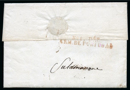 Stamp of Portugal 1811 Entire from Paris to the "Armée Despagne" in Sulamanca, Spain, with "No 1. DÉB / ARM. DE PORTUGAL" hs in red