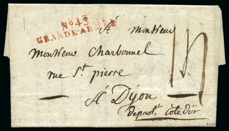 Stamp of Poland 1808 (Aug 20) Entire from Warsaw to France with clear "No. 43 / GRANDE-ARMÉE" hs in red