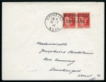 Stamp of France » Guerre DUNKERQUE 50c Mercure en paire surchargé obl. Ghyvelde