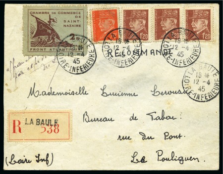 Stamp of France » Guerre ST NAZAIRE Lettre avec 2F Chambre de commerce et afft